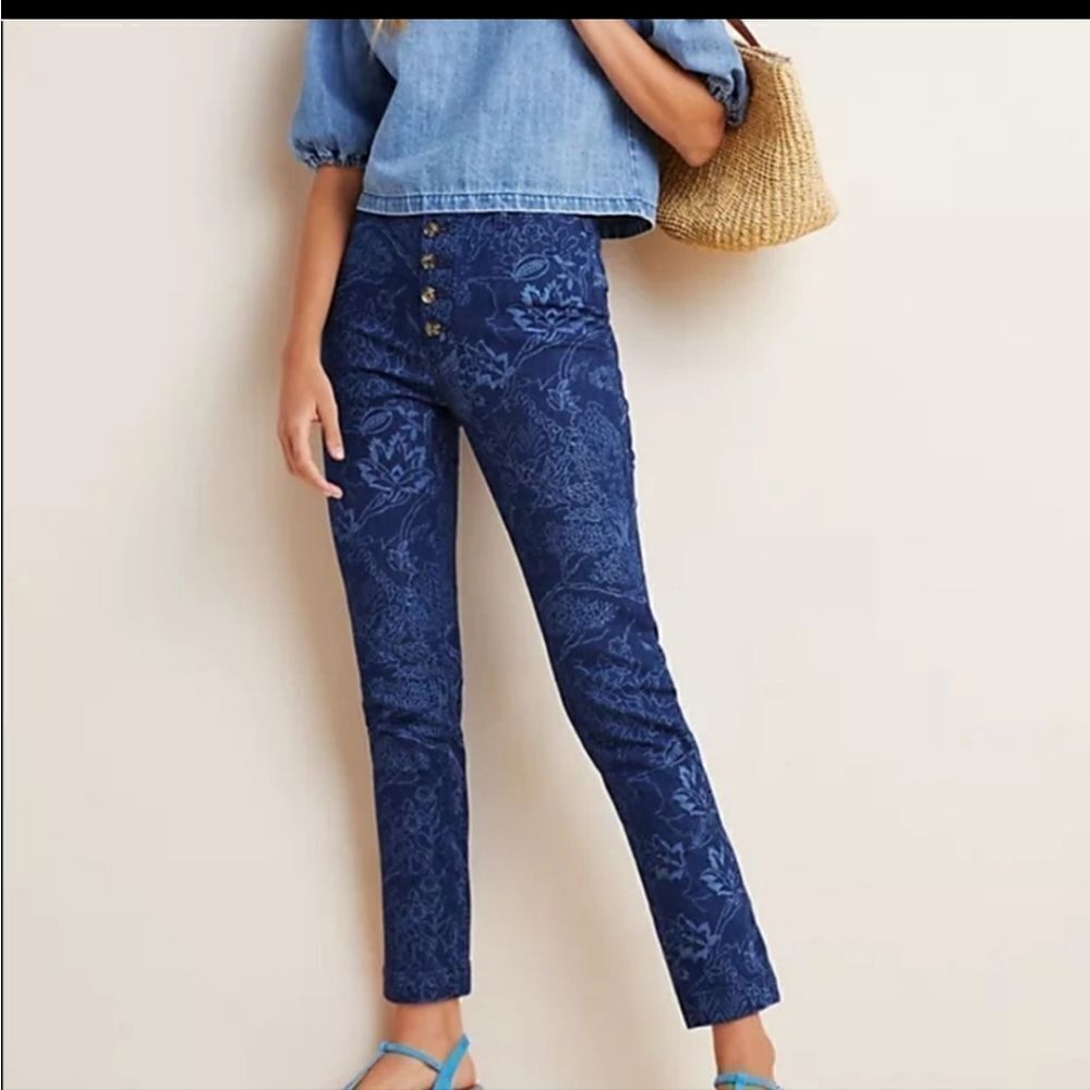Anthropologie Pilcro and the Letterpress High Rise Denim Floral Jeans Sz 26 NWT